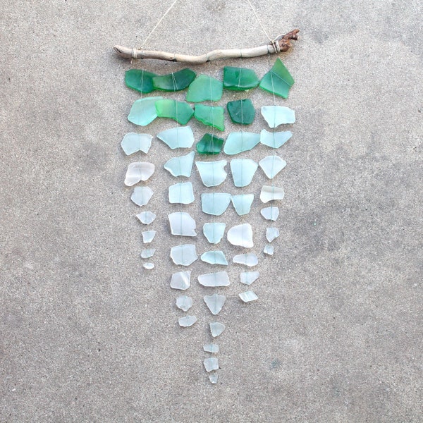 Sea Glass & Driftwood Mobile - Ombre