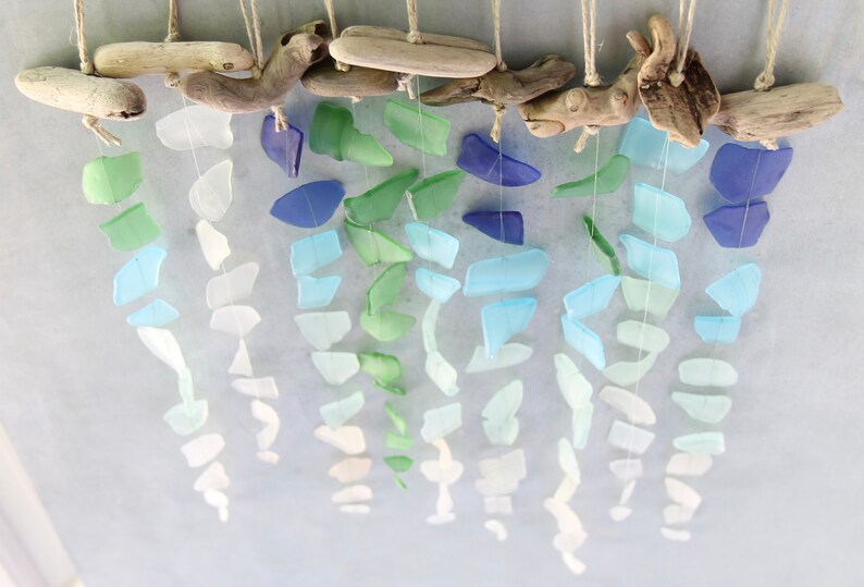 Sea Glass Suncatcher FREE SHIPPING Single strand seaglass Etsy