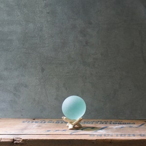 Seafoam Seaglass Ball With Driftwood Stand Medium w/ Driftwood