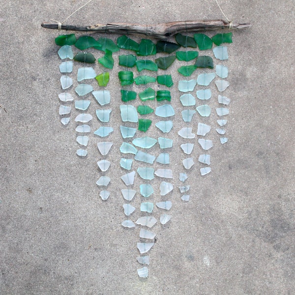 Sea Glass & Driftwood Mobile - Ombre