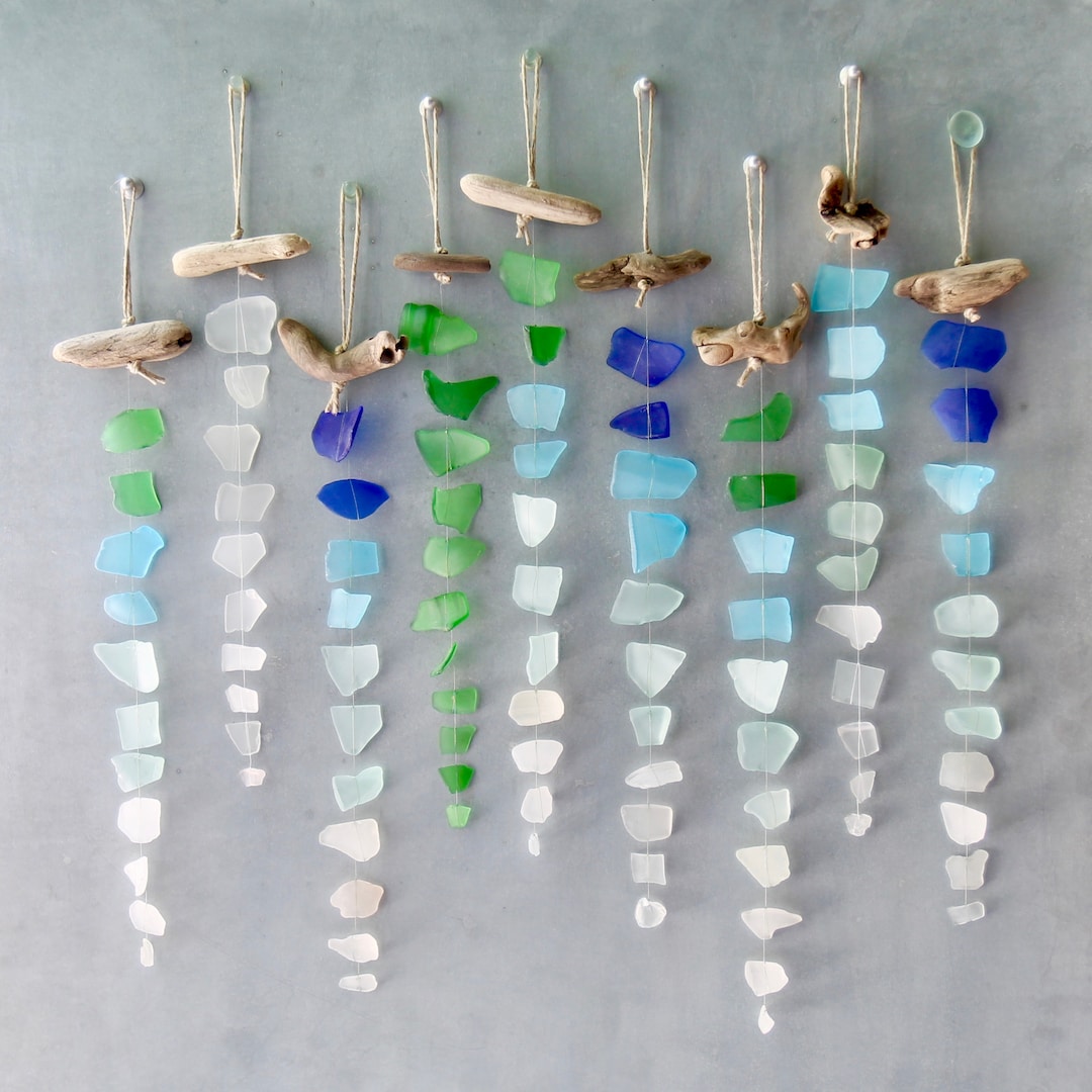 Sea Glass Suncatcher: Recycled Glass & Driftwood Mobile - Etsy