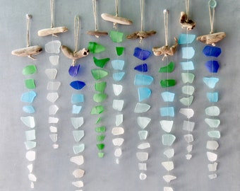 Sea Glass Suncatcher -FREE SHIPPING Single strand seaglass suncatcher, sea glass sun catcher, housewarming, boho wall hanging, sea glass art