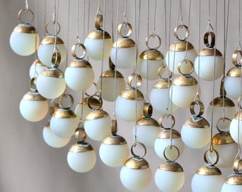 Opalite and Brass Wall Hanging | Handmade Glass Tapestry | Modern Boho Wall Art