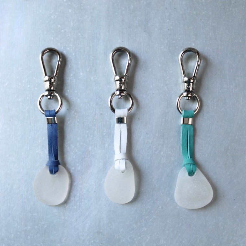 Sea Glass Keychains Seaglass & Leather Keychain Key Chain Etsy