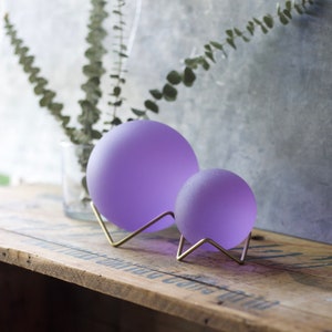 Purple - Super Jumbo Seaglass Ball w/ Driftwood or Geometric Metal Stand
