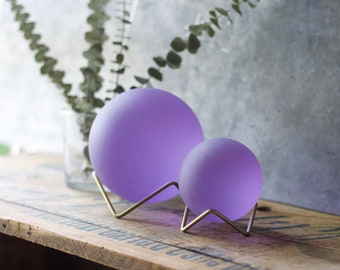 Purple - Super Jumbo Seaglass Ball w/ Driftwood or Geometric Metal Stand