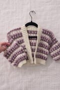 Hand-Crocheted Textured Cardigan: Cozy Ribbed Trim, Layering Piece