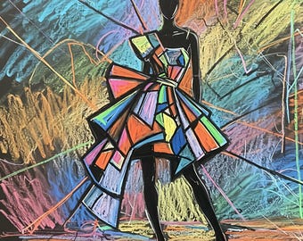 Colorful Stained Glass Ballerina Matte Canvas