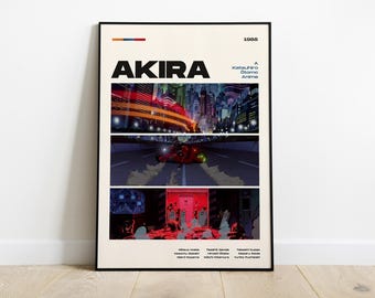 Plakat filmowy „Akira”, wydruk filmu anime, grafika ścienna w stylu cyberpunk z 1988 roku, kino japońskie