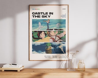 Castle in the Sky-poster, Miyazaki-film, digitale download, Studio Ghibli, anime-muurkunst