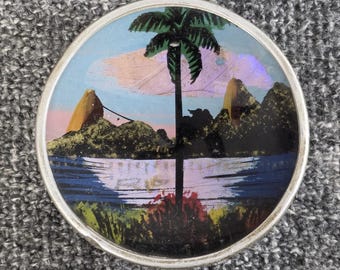 Mini plato vintage con diseño de alas de mariposa y escena tropical de Río de Janeiro, 7 cm (2,75 pulgadas)