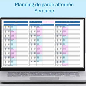 Planner voor gedeelde zorg | 1 week / 1 week | Kies de ouder die als eerste aan de beurt is | Inclusief feestdagen en weekenden | Franse Excel-planner (FR)