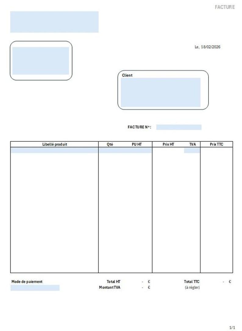 Standard Invoice (FR) - Simple Template. in French, for Tradespeople ...