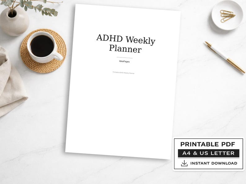 ADHD Planner Printable | Weekly Focus Sheet | Minimal Productivity ...