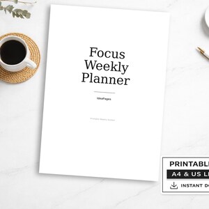 Planejador Semanal de Foco em PDF | Sistema de Trabalho Profundo e Produtividade | Imprimível em formato A4/Carta (EUA)
