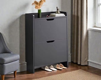 Meuble à chaussures en bois, support de rangement pour chaussures à 2 tiroirs