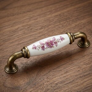 Antyczna gałka do szafki w kształcie kwiatka, antyczna miedziana gałka do szuflady, luksusowe okucia kuchenne i do komód, 96/128/160 mm, wystrój wnętrz