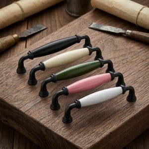 Black Porcelain Cabinet Handle Knob 96 128 160 mm, Metal Drawer Pull, Luxury Kitchen Cabinet Hardware, Dresser Knob, Furniture Handle