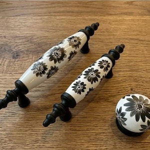 Ceramic Cabinet Knobs Set, Handmade Porcelain Drawer Pulls, Vintage Kitchen Hardware, Rustic Home Decor, Etsy Trend Gift Idea