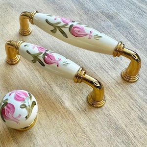 Vintage White Ceramic Cabinet Handle – 96/128 mm Porcelain Drawer Pull, Farmhouse Kitchen Cabinet Hardware, Rustic Furniture Knob