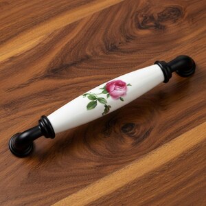 Tirador de armario con diseño floral vintage, tirador de cajón de cobre antiguo, herrajes de lujo para cocina y tocador, 96/128/160 mm, decoración del hogar