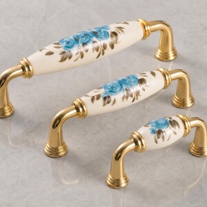 Farmhouse Cabinet Pulls | Ceramic Drawer Knobs Vintage Floral |  French Country Porcelain Handles | Cottagecore Decor