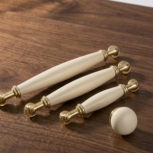 Cream Porcelain Drawer Pull 96 128 160 mm Cabinet Handle Kitchen Bathroom Wardrobe Knob Modern Furniture Hardware Minimal Decor
