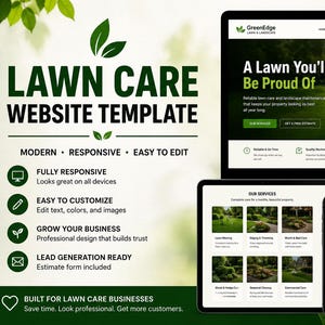 Lawn Care Website Template | Landscaping Business Website | Responsive HTML CSS Site | Instant Digital Download