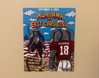 Alabama vs East Carolina Football Art Print | Week 1 Comic Book Poster
