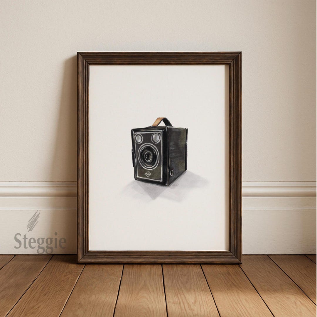Art Deco Camera Illustration | Vintage Box Camera Print Digital ...