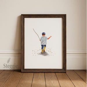 Little Explorer Hiking Art Print | Kids Adventure Nature Illustration Digital Download