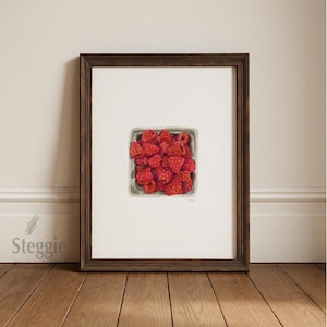 Raspberry Basket Art Print | Farmers Market Kitchen Decor (Digital Download)