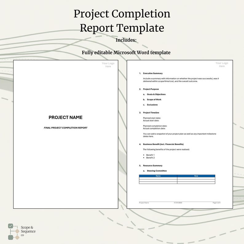 Development Completion Report Project Completion Report Template - Etsy