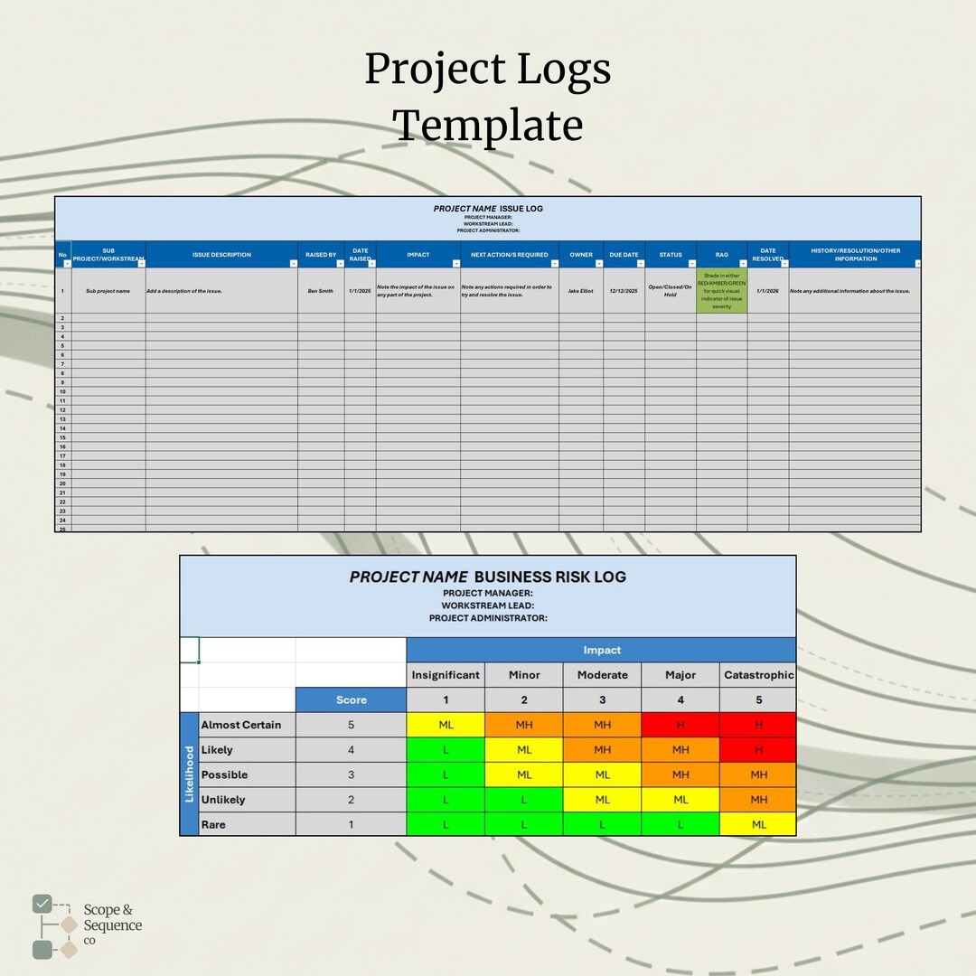 Project Log Template for Project Managers - Etsy