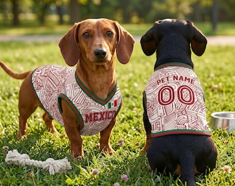 Mexico White Pet Soccer Jersey, Personalized Dog Football Shirt, Unique Gift Idea, Match Day Fan Outfit, Dog Lovers Gift