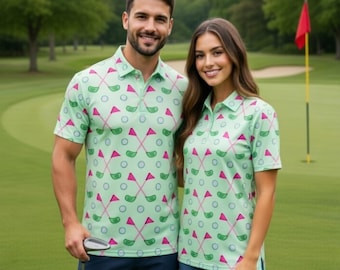 Matching Golf Shirts, Pastel Golf Polo Shirt, Cute Golf Outfit, Funny Golf Shirt, Golf Lover Gift, His and Hers Golf Set