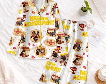 Nephew Achievement Funny Pajama Set for Adults, Novelty Gag Gift Sleepwear, Unique Humor Lounge Set, Gift for Uncle Aunt