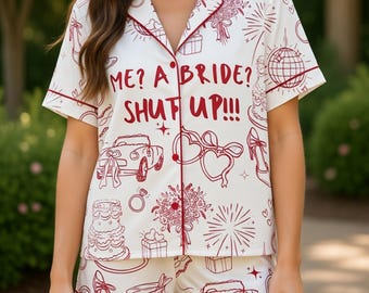 Bride Pajama Set, Bachelorette Party PJs, Funny Bridal Pajamas, Bridal Shower Gift, Bride to Be Sleepwear, Wedding Morning Outfit