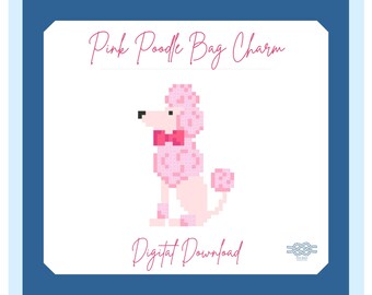 Pink Poodle Bag Charm Needlepoint Pattern, PDF Digital Download