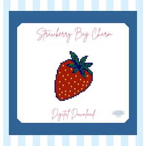 Strawberry Bag Charm Needlepoint Pattern, PDF Digital Download