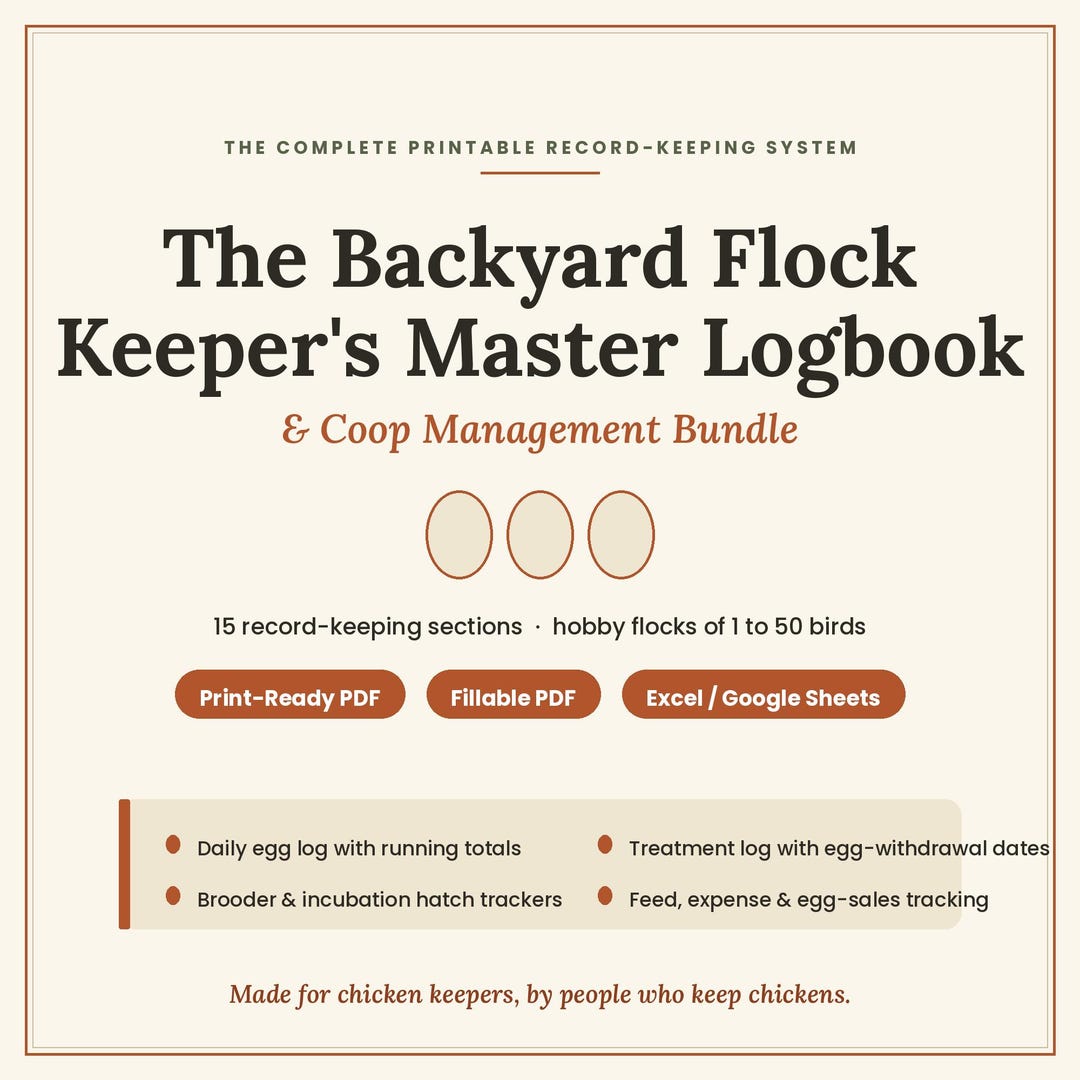Backyard Chicken Keeping Logbook Printable | Flock Records, Egg ...
