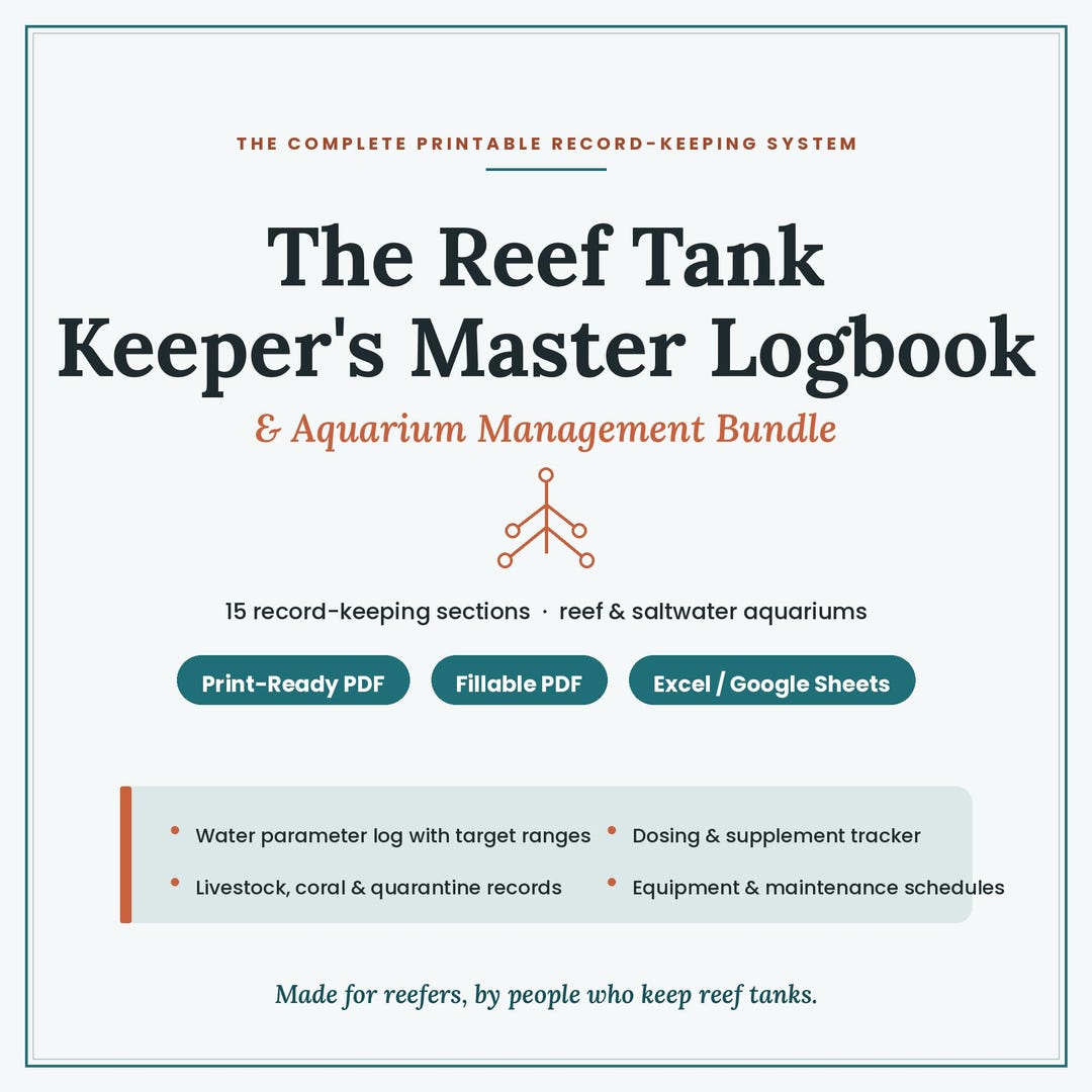 Reef Tank Logbook Printable | Saltwater Aquarium Water Parameter ...