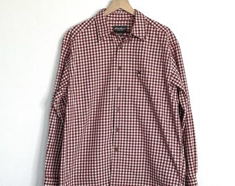 Camisa vintage Eddie Bauer 100% algodón, a cuadros rojos, con botones, talla L para hombre.
