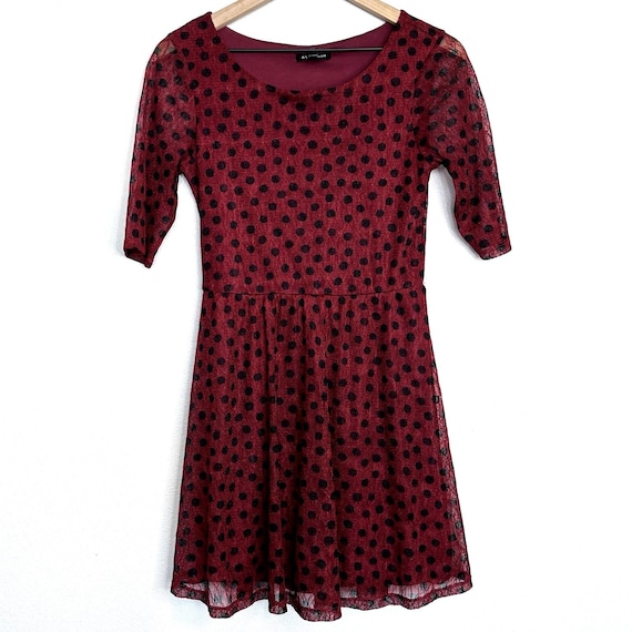 red mini dress with black polka dots Vintage 90s Y2K as U Wish Sz S Burgundy Dot Lace A-line Long Formal Dress this dress offers a White tie - Wikipedia Wedding dress Shirt Size:2XL · 46