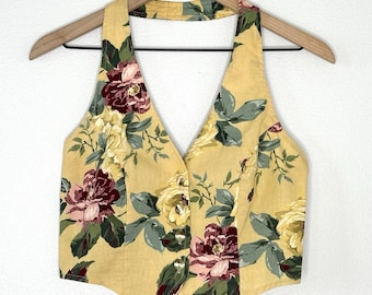 Vintage USA Made Cropped Halter Vest 100% Cotton by Byer California Cottagecore