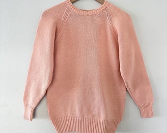Suéter de punto 100 % algodón Liz Wear vintage, talla S, estilo pescador Claiborne Peach vintage