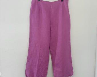 Vintage NWT 100% Irish Linen Richard Malcolm Sz 8 Crop Pant Pink Sequins Lined