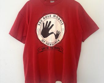 Vintage 90s USA Made Single Stitch T-Shirt Say No To Drugs Sz XL Best 50/50 Red