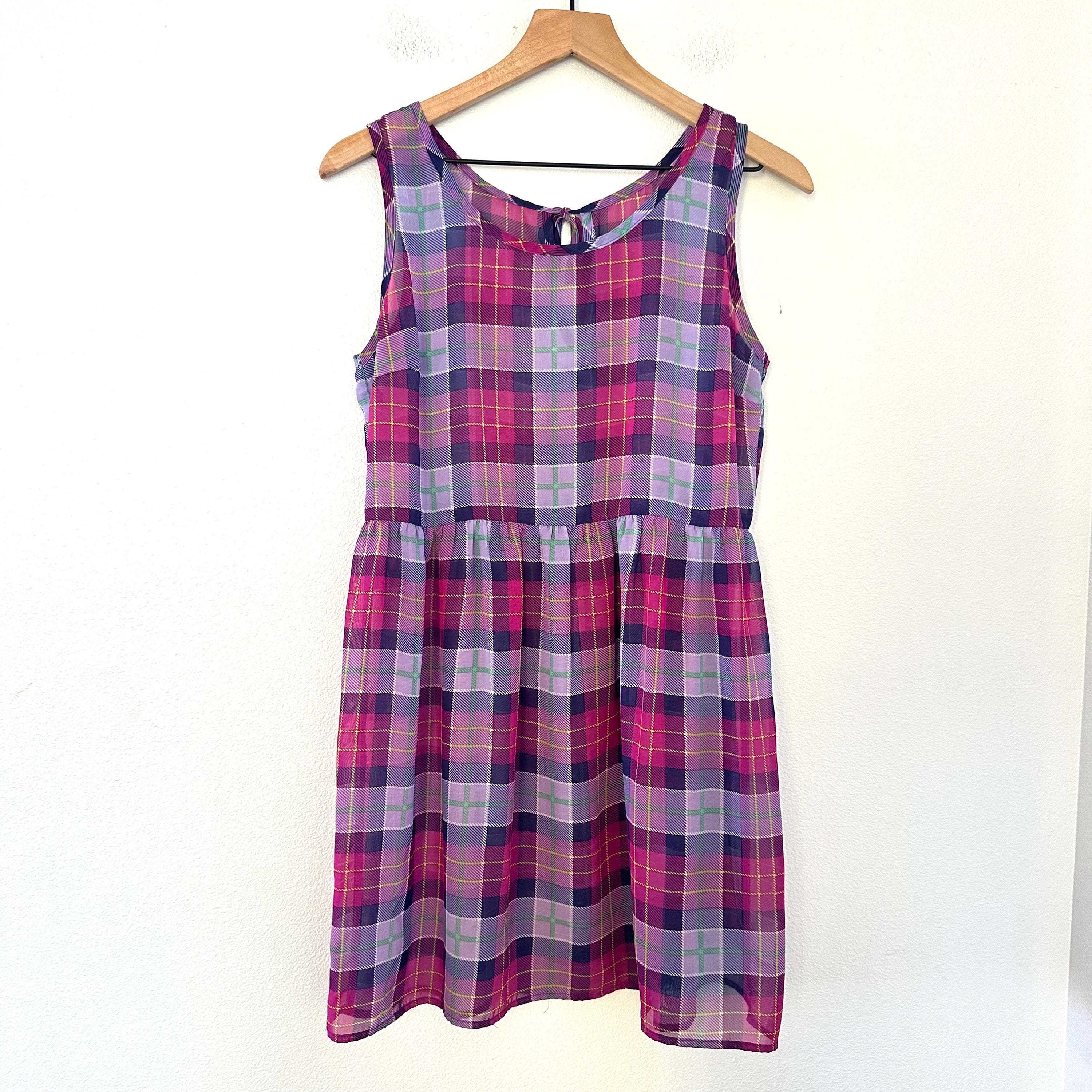 dressing from the 90s Vintage 90's Madras Patchwork Plaid Dress – therapi main image 0