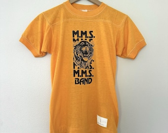 Vintage USA Made Sportswear T Shirt MMS Band Youth Size L 14/16 Yellow Tiger Pep